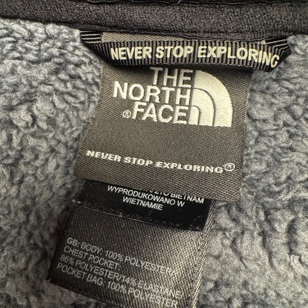 The North‎ Face Mens Large Black Gray Full Zip Fleece Jacket Denali Style